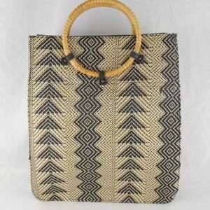 Wet Seal Womens Boho Woven‎ Medium Purse Tote Bag Suede Faux Leather Accents.
